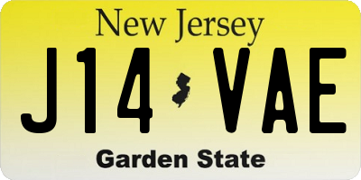 NJ license plate J14VAE