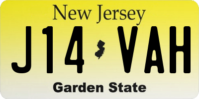 NJ license plate J14VAH