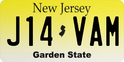NJ license plate J14VAM