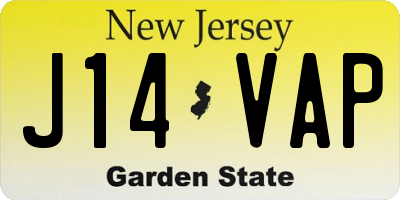 NJ license plate J14VAP