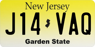 NJ license plate J14VAQ
