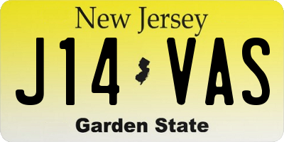 NJ license plate J14VAS