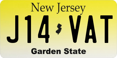 NJ license plate J14VAT
