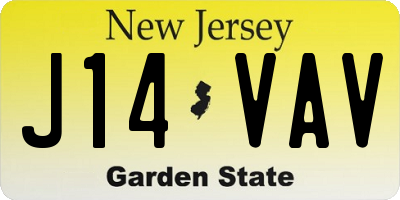 NJ license plate J14VAV