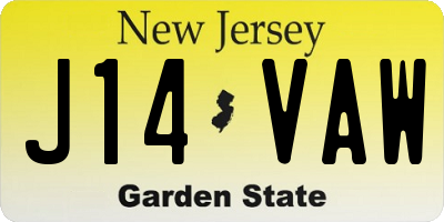 NJ license plate J14VAW