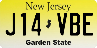 NJ license plate J14VBE