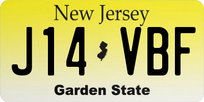 NJ license plate J14VBF