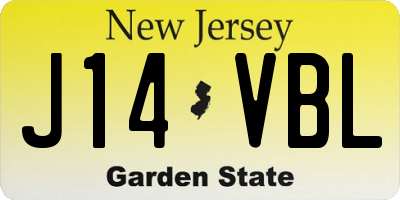 NJ license plate J14VBL