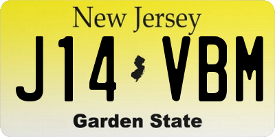 NJ license plate J14VBM