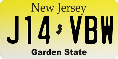 NJ license plate J14VBW