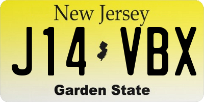 NJ license plate J14VBX