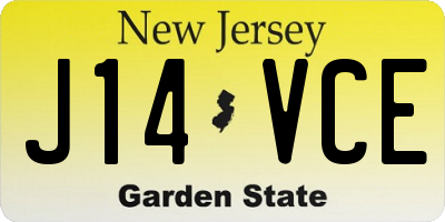 NJ license plate J14VCE