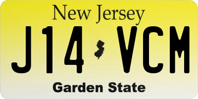 NJ license plate J14VCM