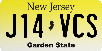 NJ license plate J14VCS