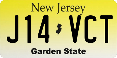 NJ license plate J14VCT