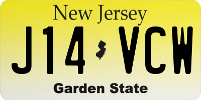 NJ license plate J14VCW