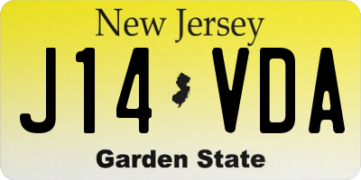 NJ license plate J14VDA