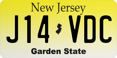 NJ license plate J14VDC
