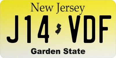 NJ license plate J14VDF
