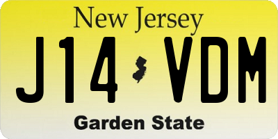 NJ license plate J14VDM