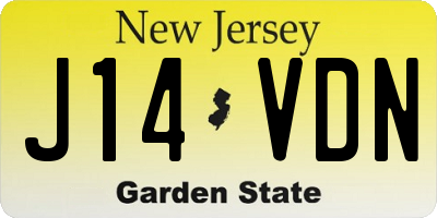 NJ license plate J14VDN