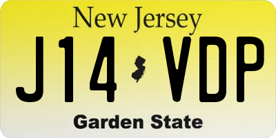 NJ license plate J14VDP