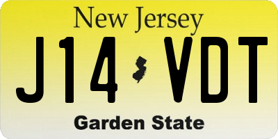 NJ license plate J14VDT