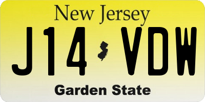 NJ license plate J14VDW
