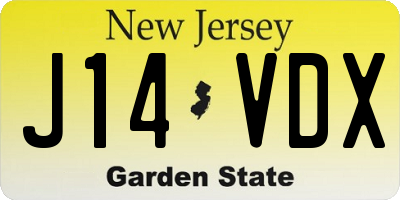 NJ license plate J14VDX