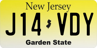 NJ license plate J14VDY