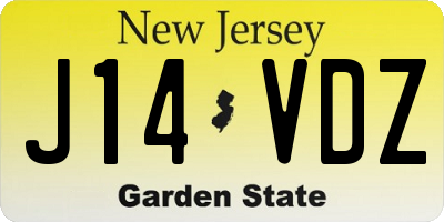 NJ license plate J14VDZ