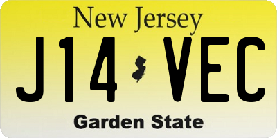 NJ license plate J14VEC