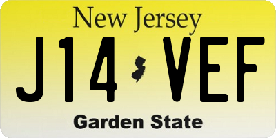 NJ license plate J14VEF
