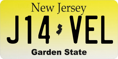 NJ license plate J14VEL