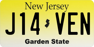 NJ license plate J14VEN