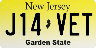 NJ license plate J14VET