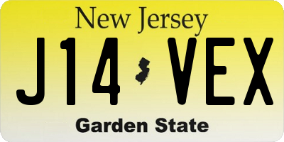 NJ license plate J14VEX
