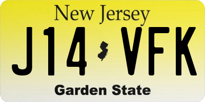 NJ license plate J14VFK