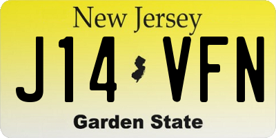 NJ license plate J14VFN