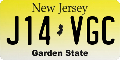 NJ license plate J14VGC