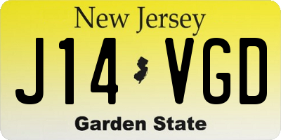 NJ license plate J14VGD