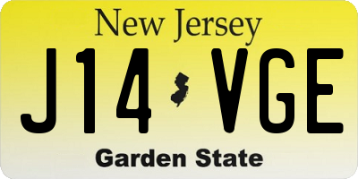 NJ license plate J14VGE