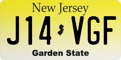 NJ license plate J14VGF