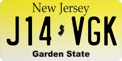 NJ license plate J14VGK
