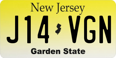 NJ license plate J14VGN
