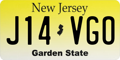 NJ license plate J14VGO