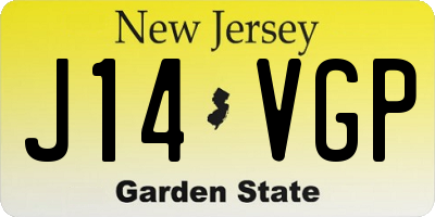 NJ license plate J14VGP