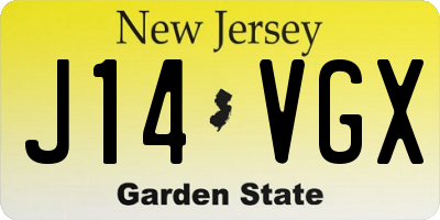 NJ license plate J14VGX