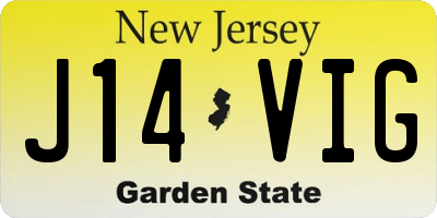 NJ license plate J14VIG