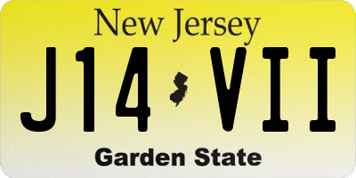 NJ license plate J14VII